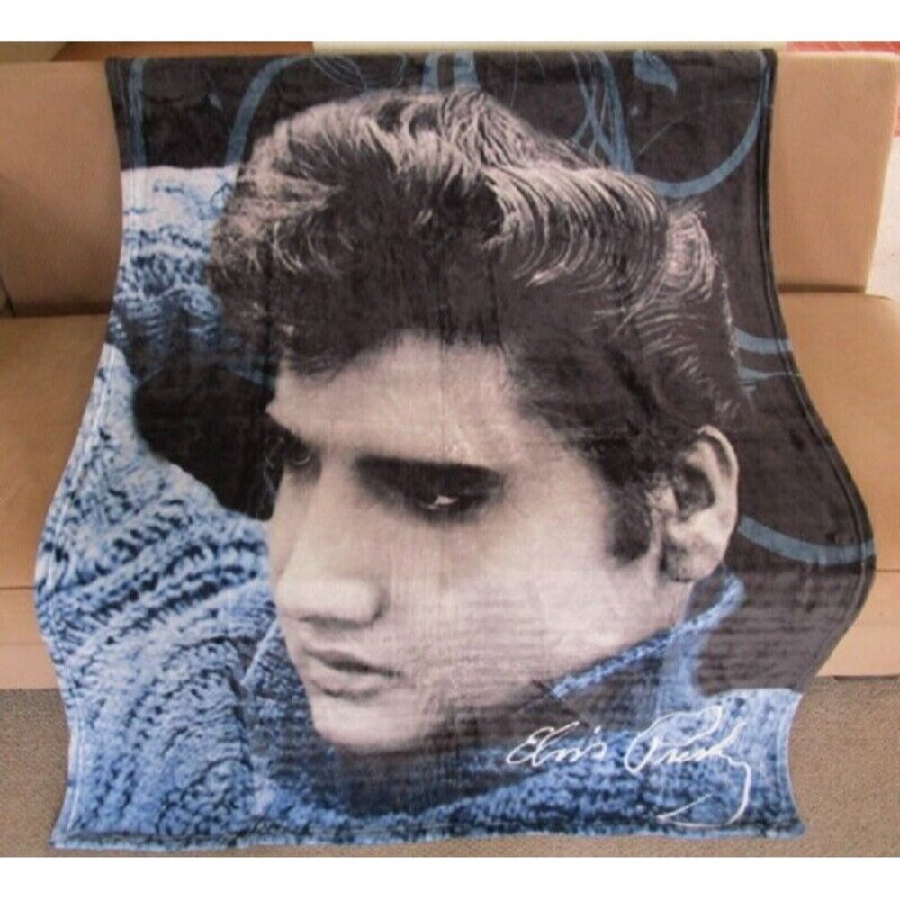New Blue Sweater Elvis Presley Plush Fleece Throw Gift Blanket The King Photo